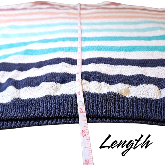 Open Knit Pastel Striped Sweater Lightweight Wmns Med Coastal Nautical Soft Girl - Picture 7 of 8